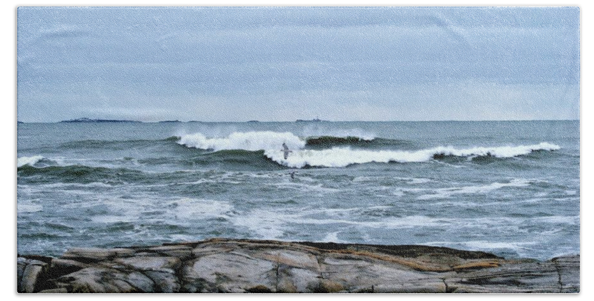 Ocean Beach Towel featuring the photograph Rough seas 2 by Lois Lepisto
