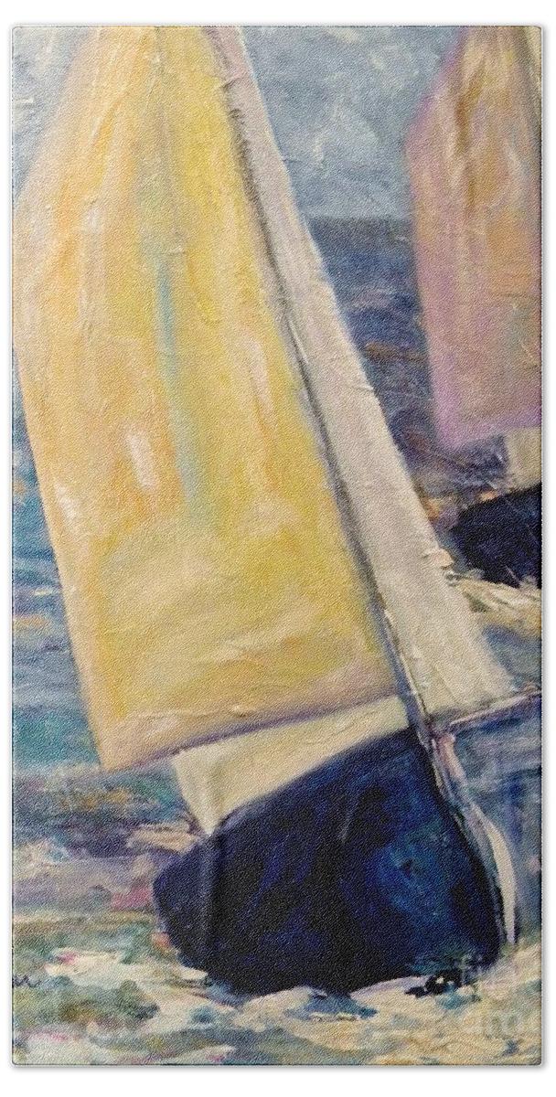 Sailboat Beach Towel featuring the painting Rough Seas by JoAnn Wheeler