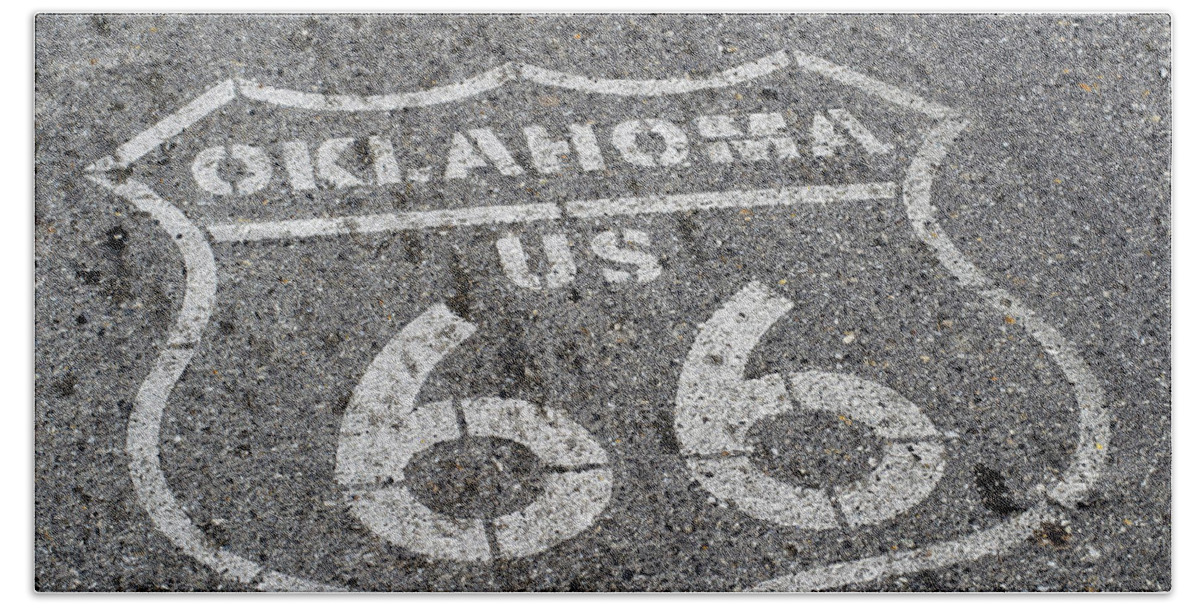 Route Beach Towel featuring the photograph Route 66 Asphalt by Bert Peake