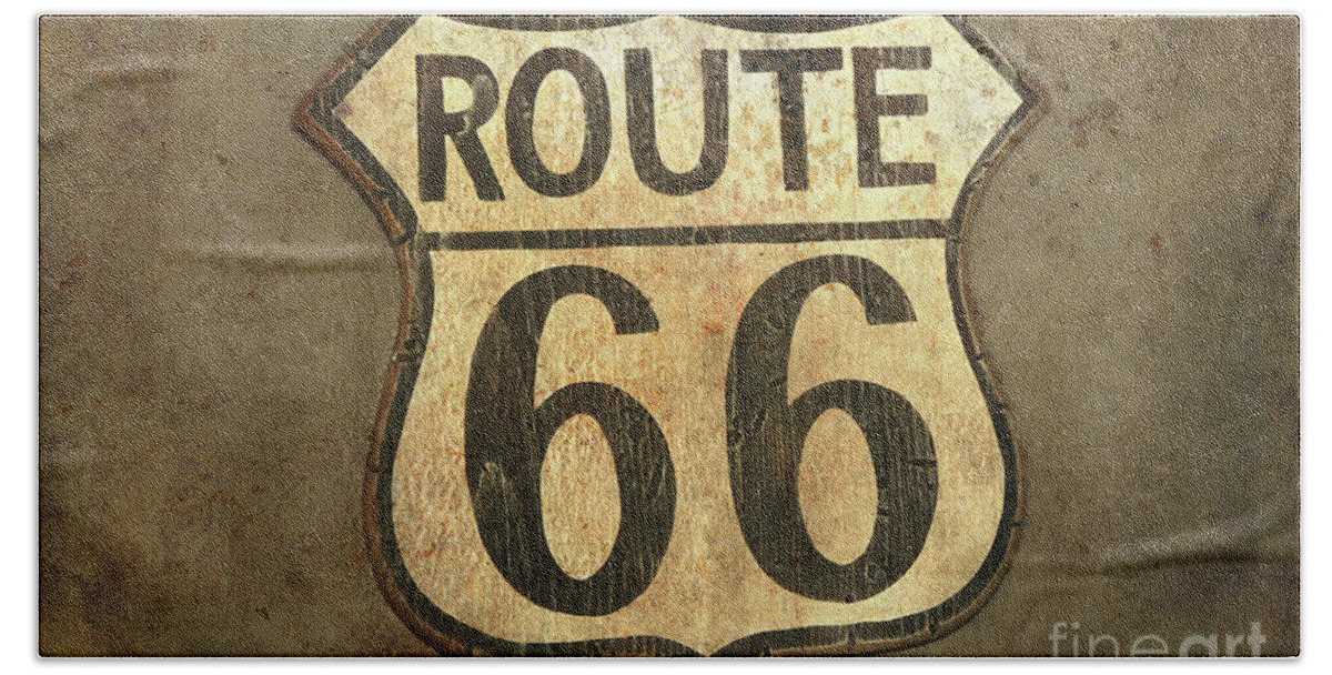 Sign Beach Towel featuring the photograph Route 66 Sign by Teresa Zieba