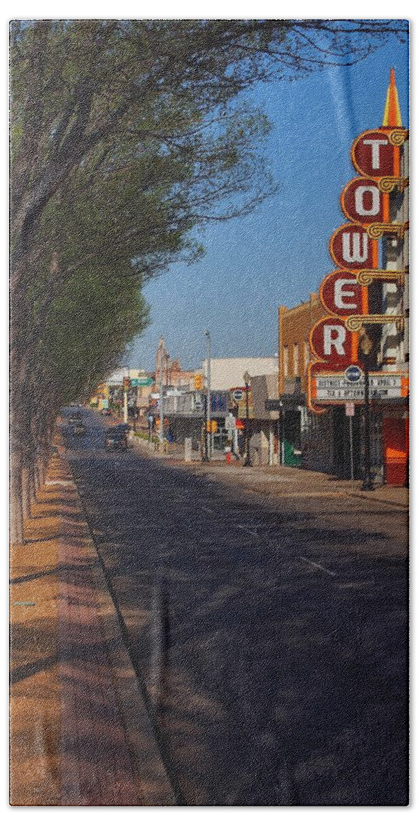 23 Beach Towel featuring the photograph Route 66 Tower Theater by Buck Buchanan