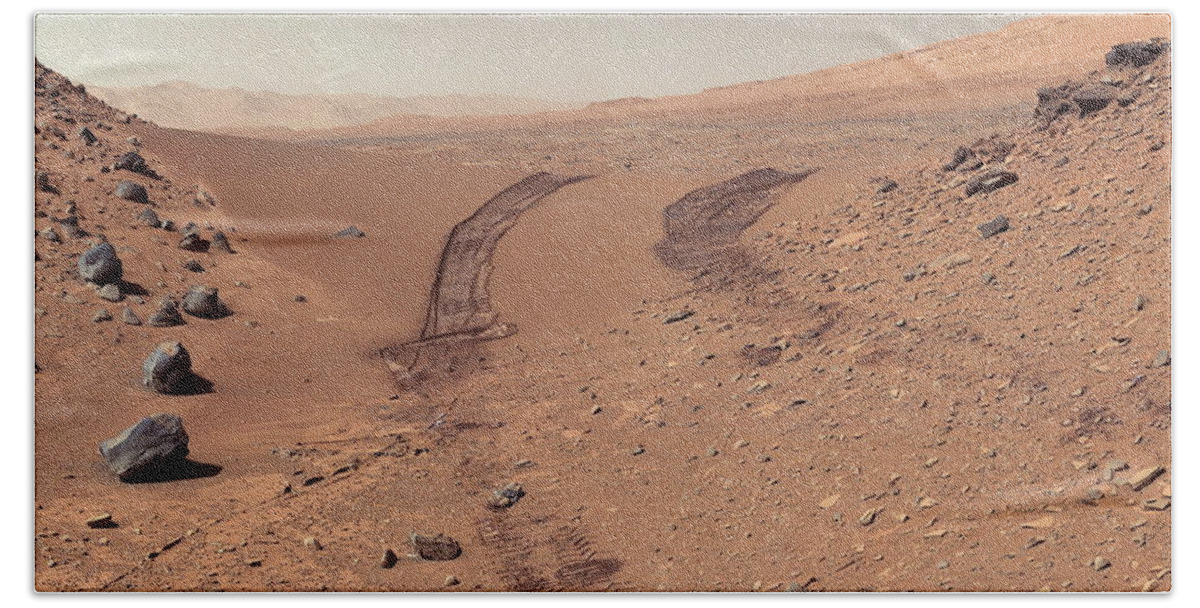 Mars Beach Towel featuring the photograph Roving Across Mars 1 - Earth Light by Eric Glaser