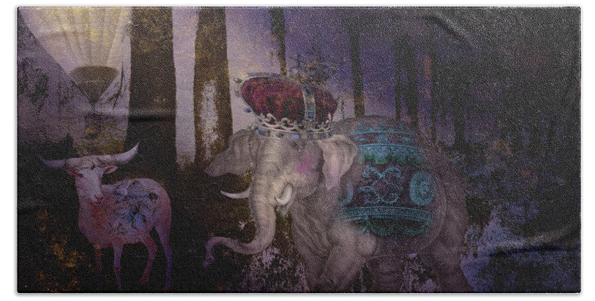 Elephant Beach Sheet featuring the digital art Royal Elephant Adventure by Sue Masterson