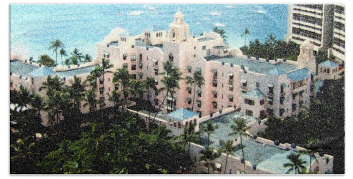 1986 Beach Sheet featuring the photograph Royal Hawaiian Hotel by Will Borden