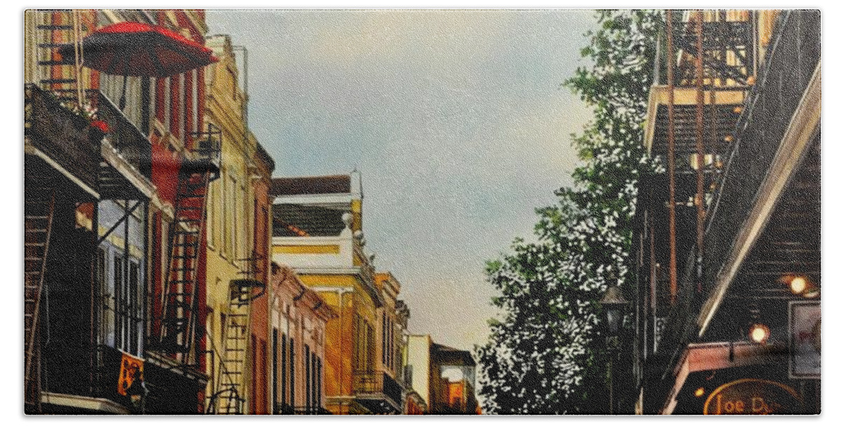 Urban Landscape Beach Sheet featuring the painting Royal Street Strole by Robert W Cook