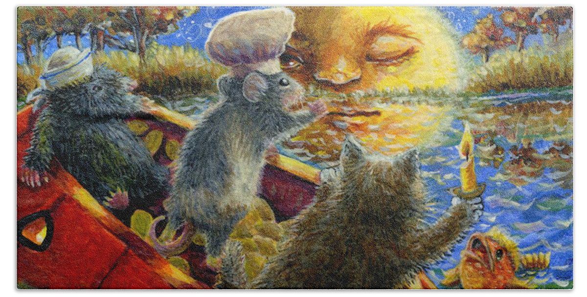 Mole Beach Towel featuring the painting Rub-a-dub-dub a Pumpkin Tub by Jacquelin L Vanderwood Westerman
