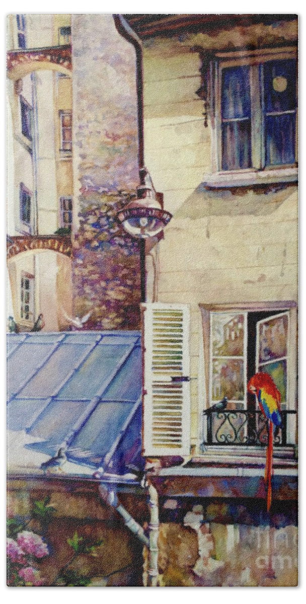 Rue Alent Beach Towel featuring the painting Rue Allent - Paris 7eme - France by Francoise Chauray