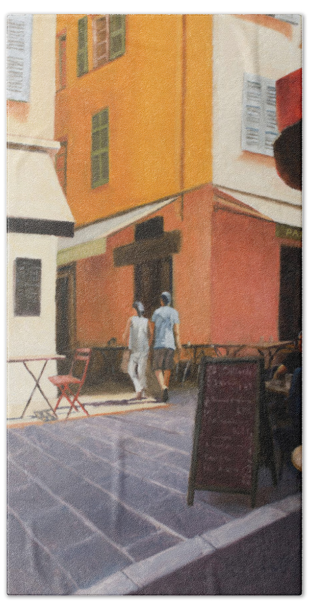 Nice Beach Towel featuring the painting Rue en Nice by Tate Hamilton