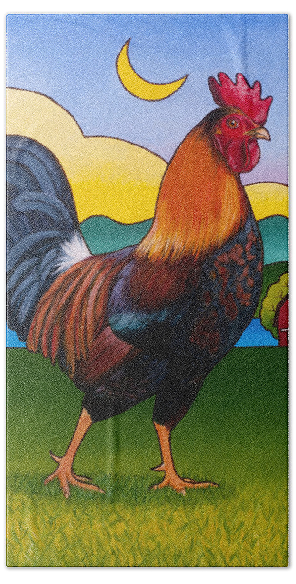 Rooster Beach Sheet featuring the painting Rufus the Rooster by Stacey Neumiller