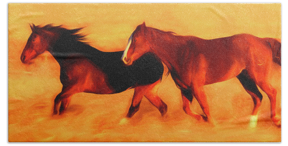 Kansas Beach Towel featuring the photograph Running Horses 01 by Rob Graham