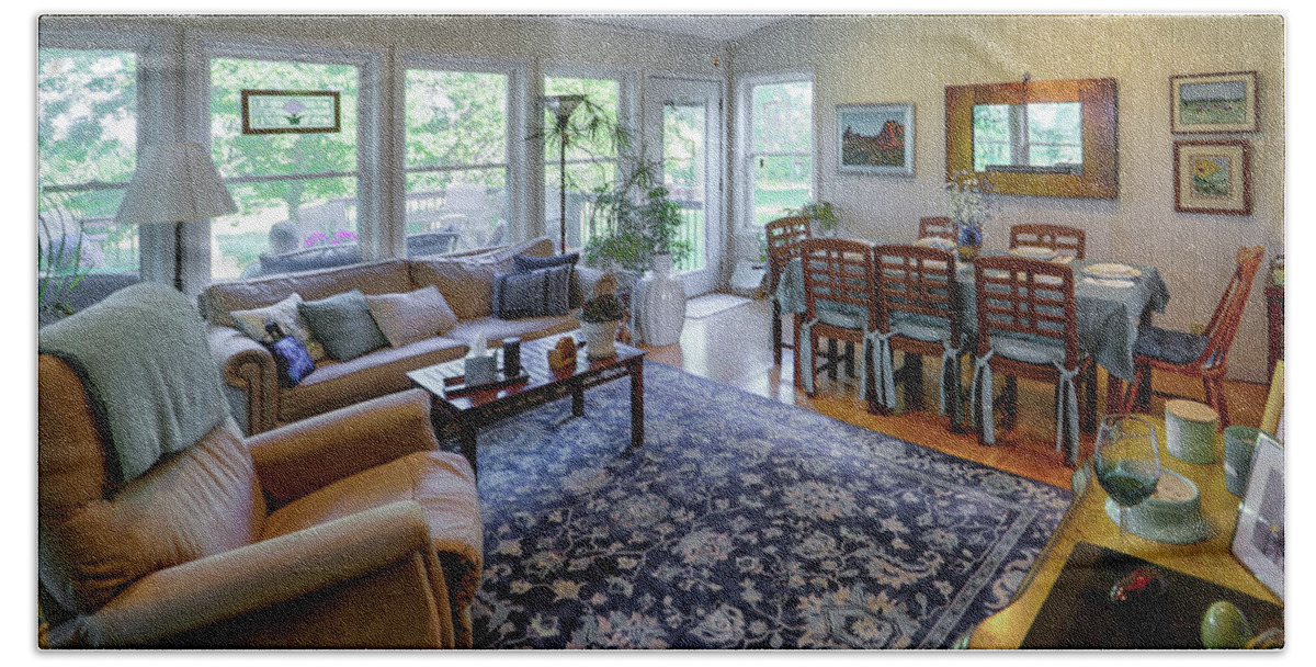 Real Estate Photography Beach Towel featuring the photograph Rural family room by Jeff Kurtz