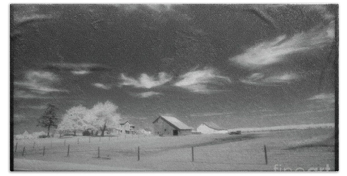 Old School Black & White Infrared Film Beach Sheet featuring the photograph Rural Landscape, Black and White Infrared by Greg Kopriva