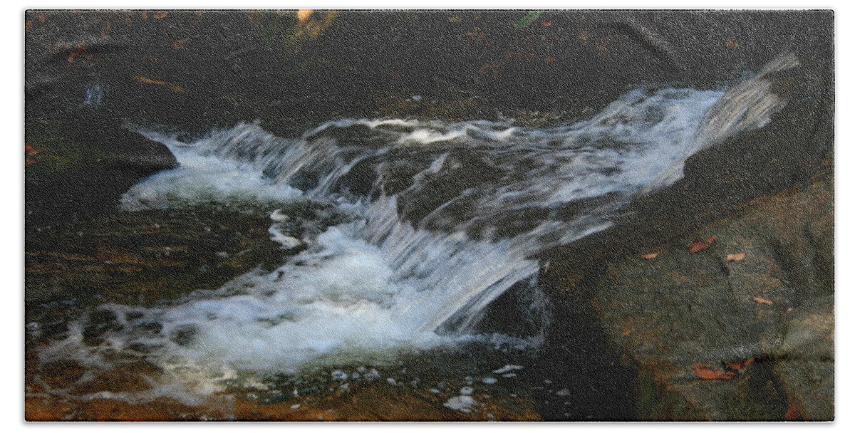 Water Beach Towel featuring the photograph Rushing water by Cathy Harper