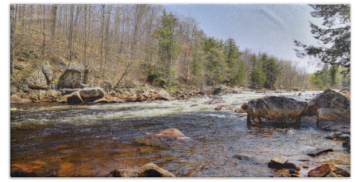 Rushing Waters Of The Moose River Beach Towel featuring the photograph Rushing Waters of the Moose River by David Patterson
