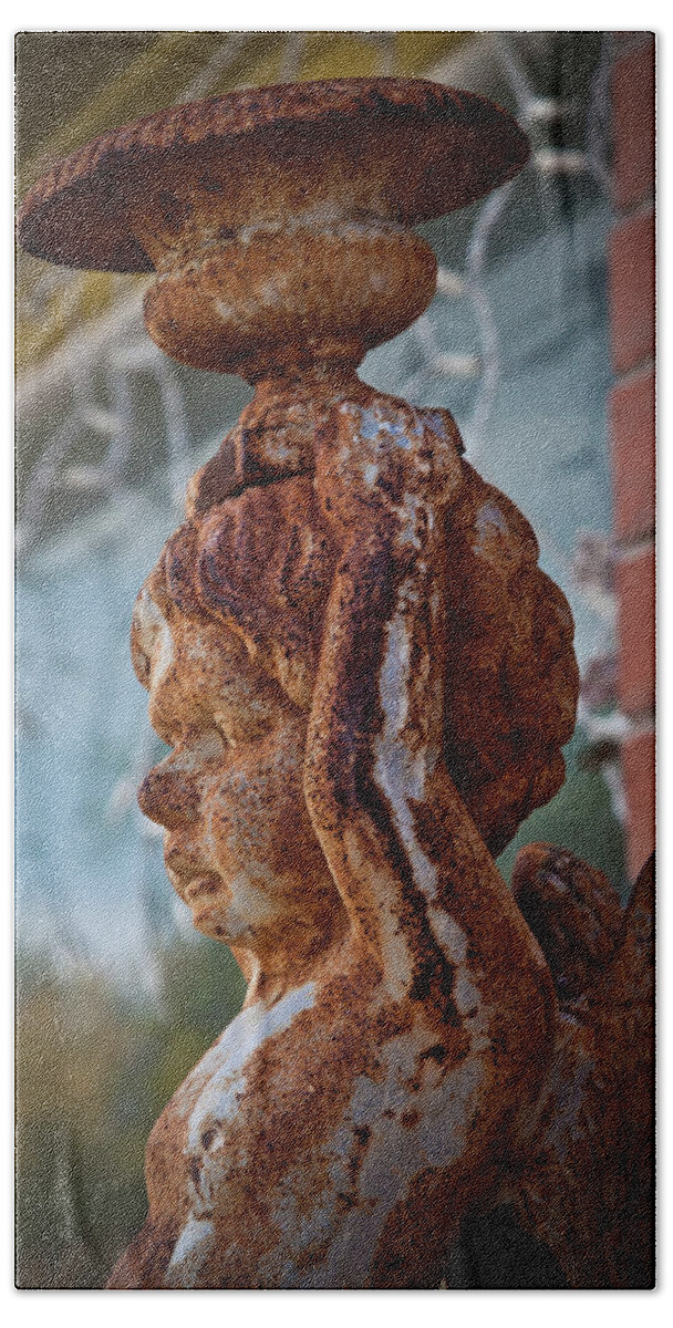 Rusty Angel Beach Sheet featuring the photograph Rusty Angel by Linda Unger