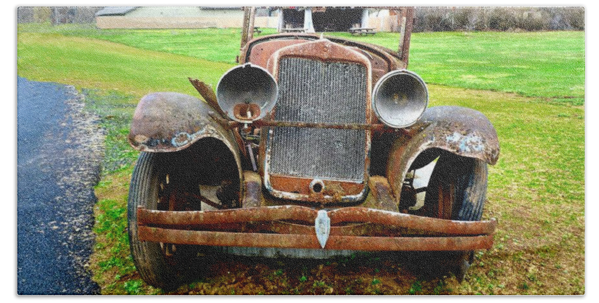 Autos Beach Towel featuring the photograph Rusty Antique Auto 2 by A L Sadie Reneau