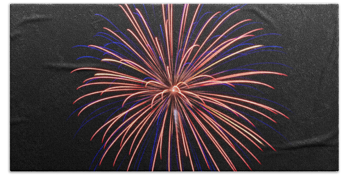 Fireworks Beach Towel featuring the photograph RVR Fireworks 48 by Mark Dodd