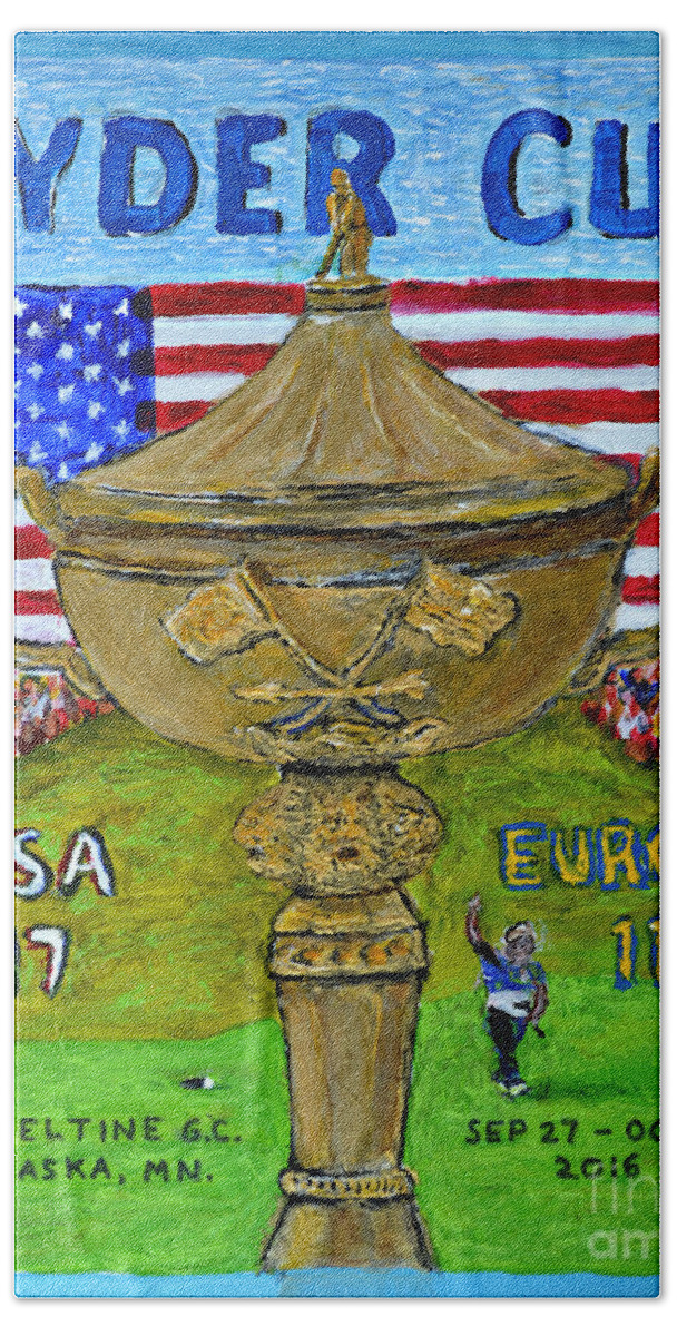 Wandell Beach Towel featuring the painting Ryder Cup 2016 by Richard Wandell