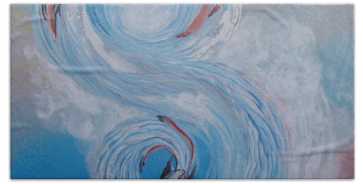Waves Beach Towel featuring the painting S Waves by Sima Amid Wewetzer
