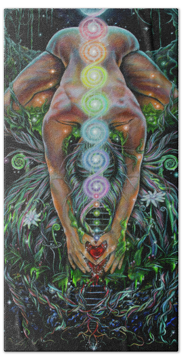 Dna Beach Sheet featuring the painting Sacred Cycle by Robyn Chance