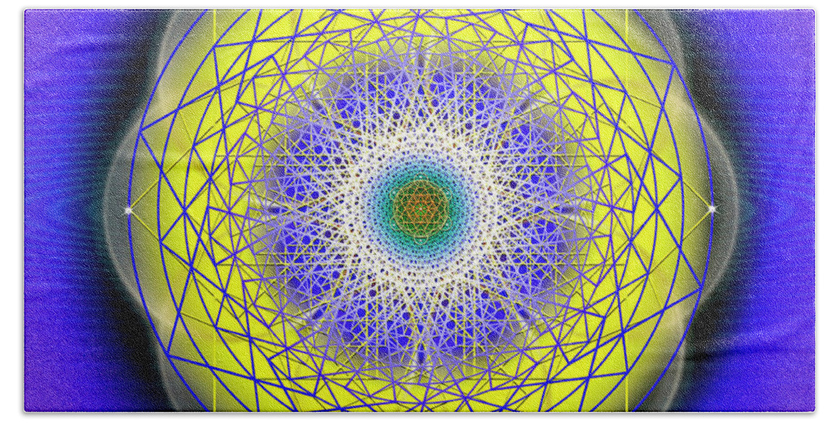 Endre Beach Sheet featuring the digital art Sacred Geometry 655 by Endre Balogh