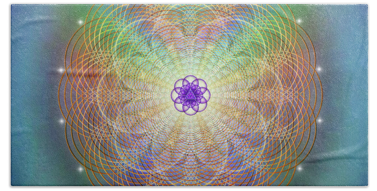 Endre Beach Towel featuring the digital art Sacred Geometry 676 by Endre Balogh