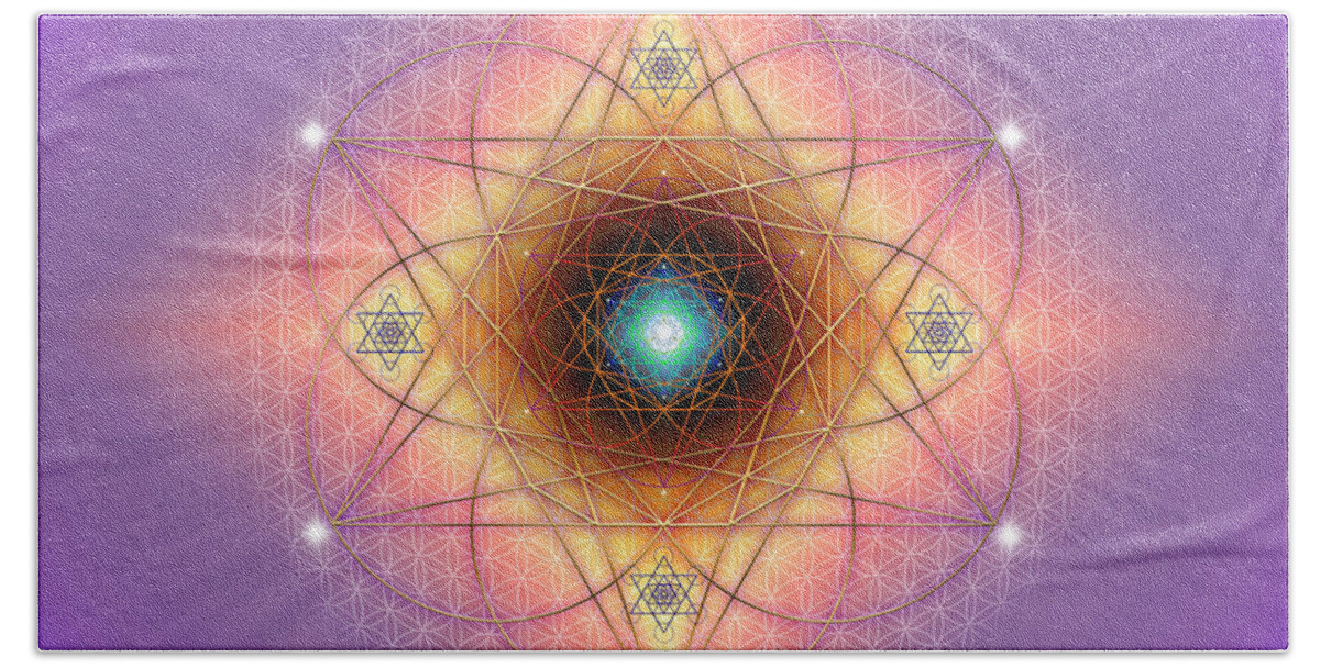Endre Beach Towel featuring the digital art Sacred Geometry 691 by Endre Balogh