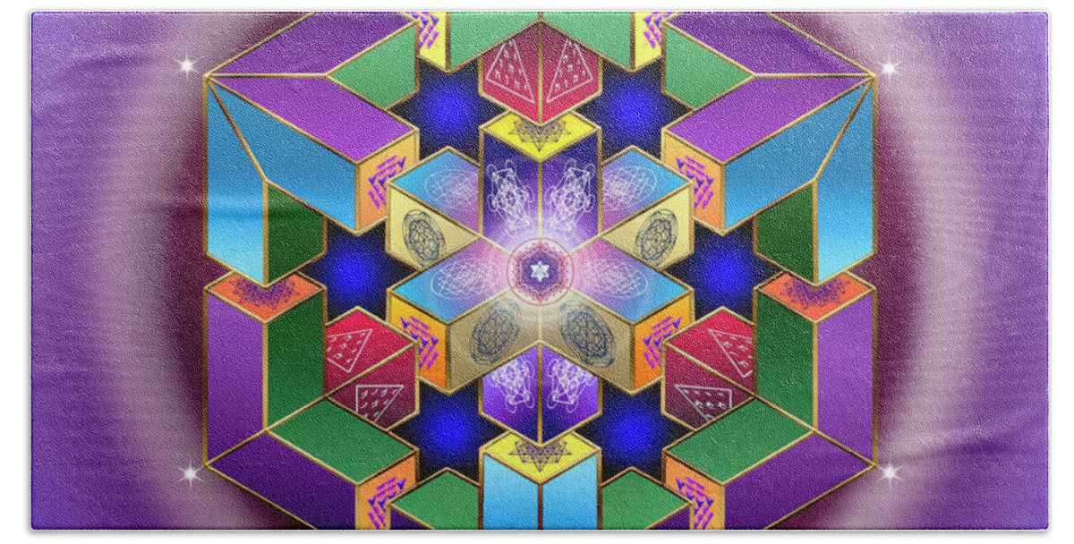 Endre Beach Towel featuring the digital art Sacred Geometry 711 by Endre Balogh