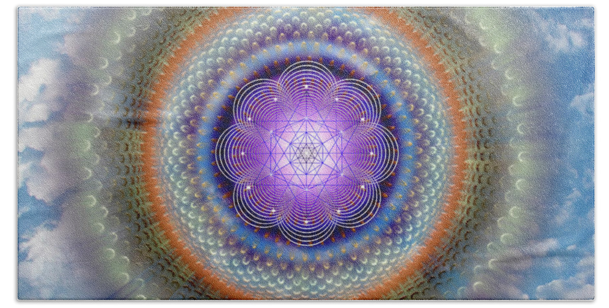 Endre Beach Sheet featuring the digital art Sacred Geometry 716 by Endre Balogh