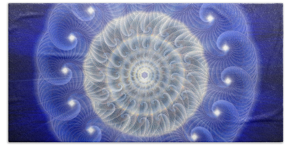 Endre Beach Towel featuring the digital art Sacred Geometry 77 by Endre Balogh