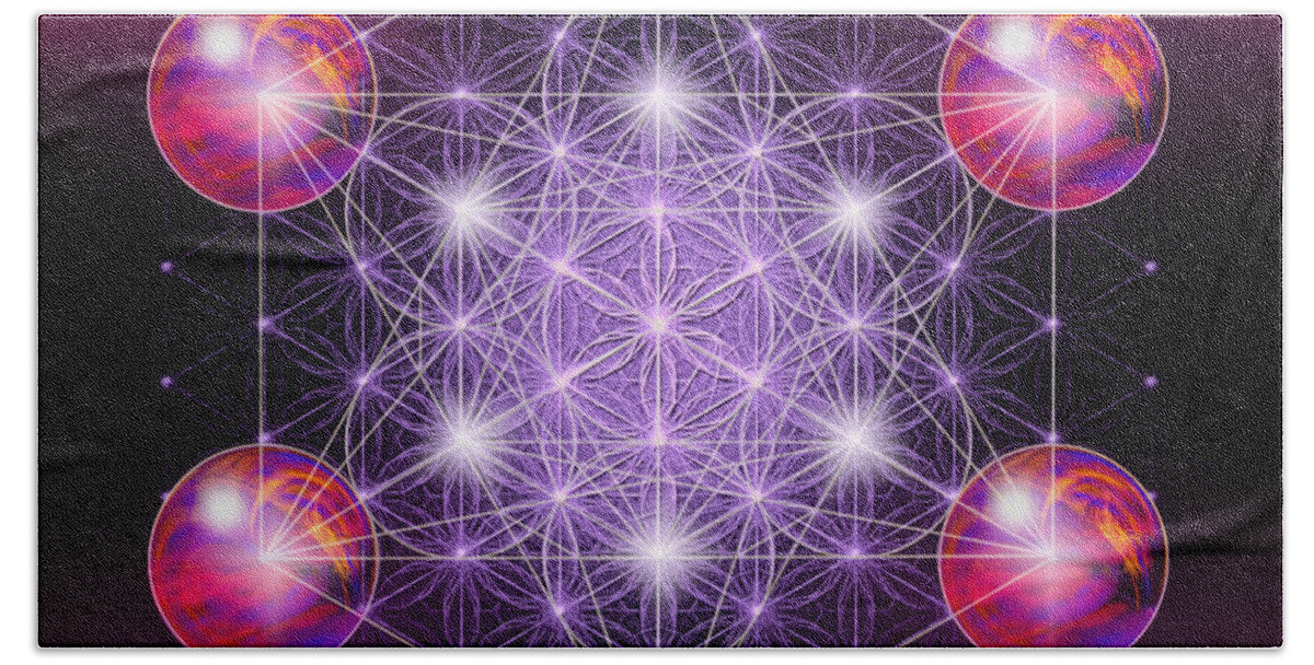 Metatron Beach Towel featuring the digital art Sacred Geometry Metatron by Alexa Szlavics