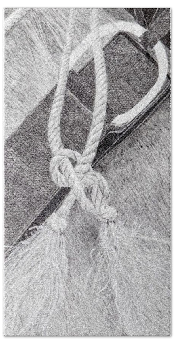 Pen And Ink Beach Towel featuring the drawing Saddle Strap by Betsy Carlson Cross