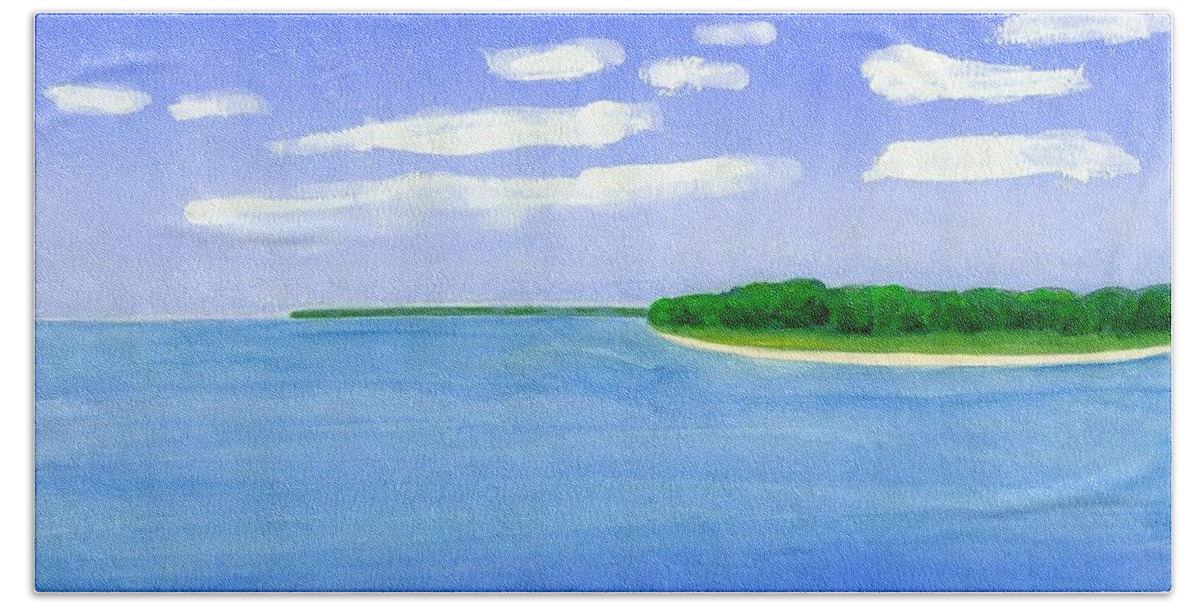 Sag Harbor Beach Towel featuring the painting Sag Harbor, Long Island by Dick Sauer