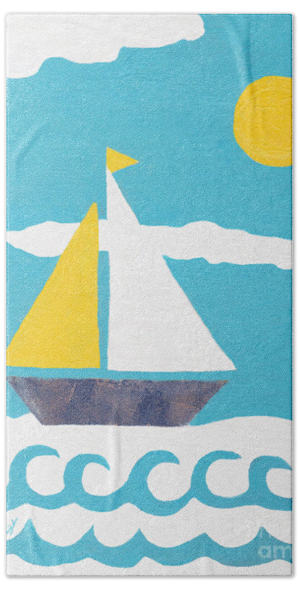 Sailboat Beach Sheet featuring the painting Sailboat by Patricia Cleasby