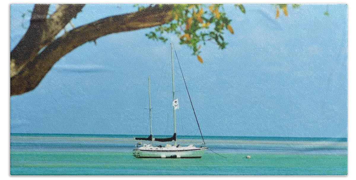 Sailboats Beach Towel featuring the photograph Sailing away to Key Largo by Rene Triay FineArt Photos