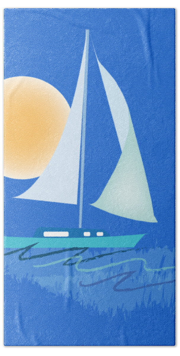 Beach Beach Sheet featuring the digital art Sailing Day by Gina Harrison