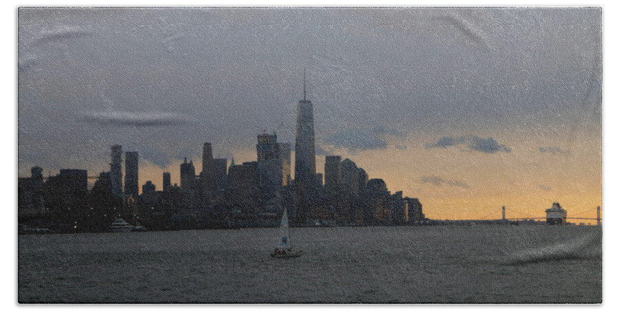 Nyc Beach Towel featuring the photograph Sailing On The Hudson by Living Color Photography Lorraine Lynch