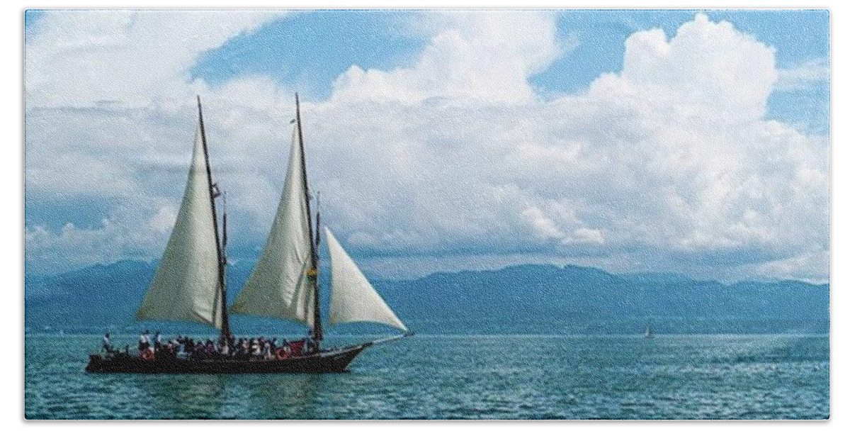 Leicagram Beach Towel featuring the photograph Sailing Ship by Aleck Cartwright