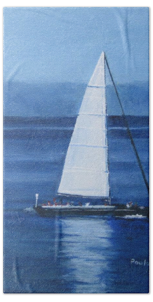 Acrylic Beach Towel featuring the painting Sailing The Blues by Paula Pagliughi