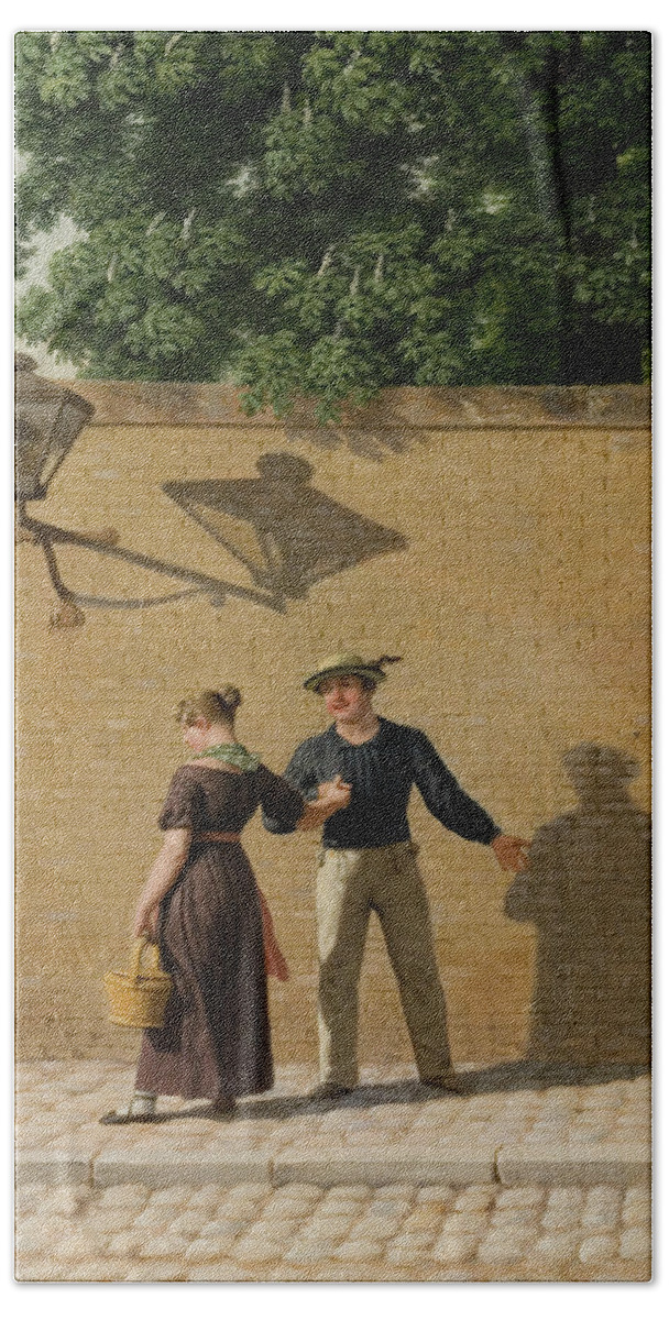 19th Century Art Beach Towel featuring the painting Sailor taking Leave of His Girlfriend by Christoffer Wilhelm Eckersberg