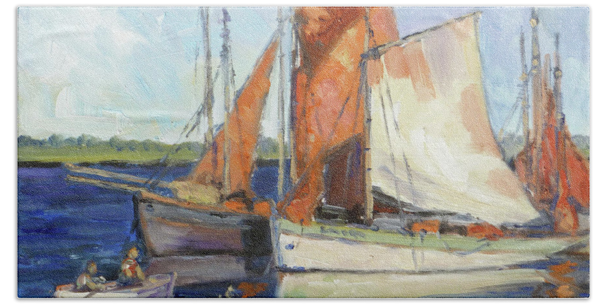 Sails Beach Sheet featuring the painting Sails 9 by Irek Szelag