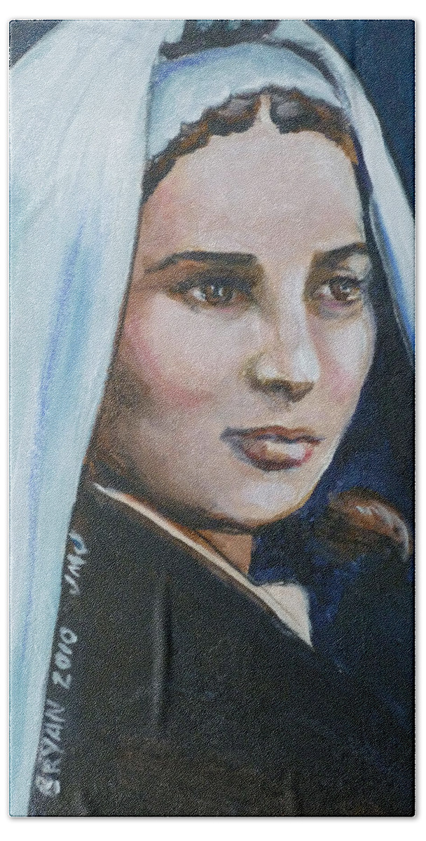 Saint Bernadette Beach Sheet featuring the painting Saint Bernadette Soubirous by Bryan Bustard