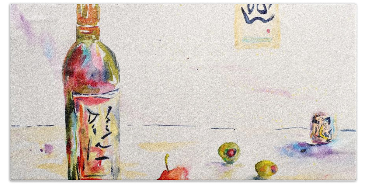 Sake Beach Sheet featuring the painting Sake by Beverley Harper Tinsley