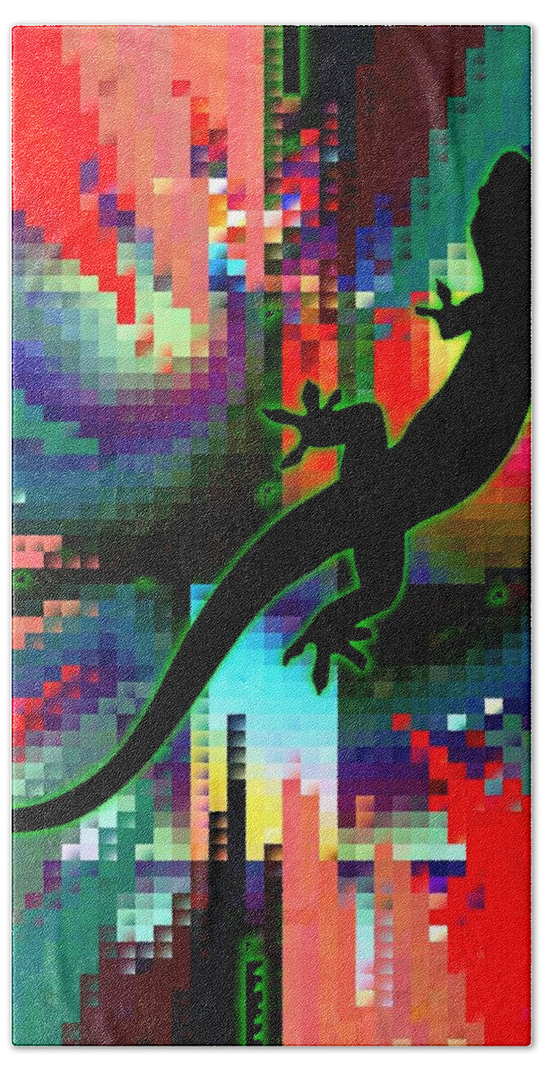 Salamander Beach Towel featuring the painting Salamander Mosaic by Maciek Froncisz