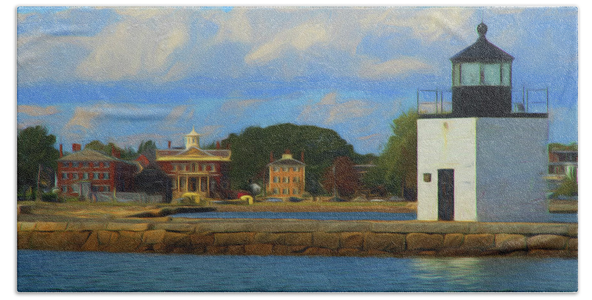 Salem Ma Beach Towel featuring the photograph Salem Maritime waterfront in Digital Art by Jeff Folger