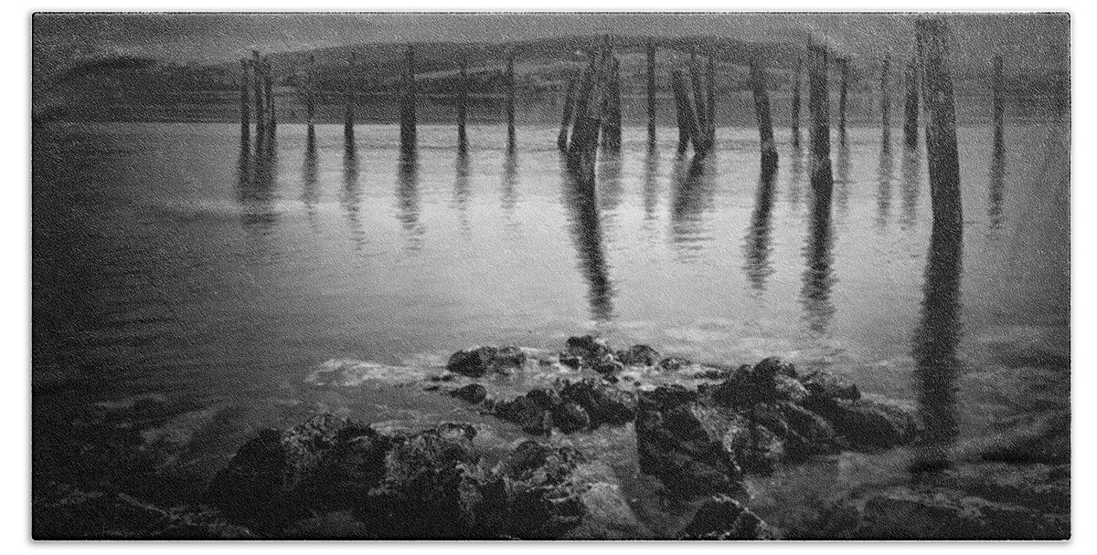 Isle Of Mull Beach Towel featuring the photograph Salen Pier, Isle of Mull by Peter OReilly
