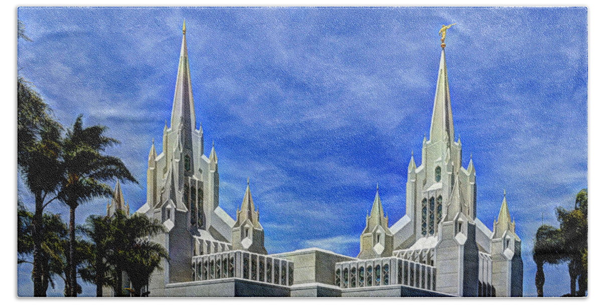 Architecture Beach Towel featuring the photograph San Diego California Temple by Paul LeSage