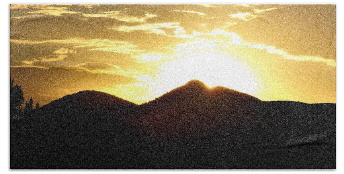 Sunset Beach Towel featuring the photograph San Francisco Peaks at Sunset by Michael Oceanofwisdom Bidwell