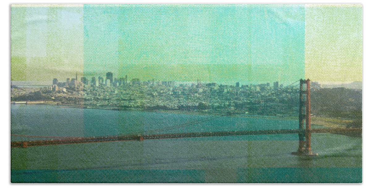 San Francisco Beach Towel featuring the painting San Francisco Spring- Abstract Ar by Linda Woods