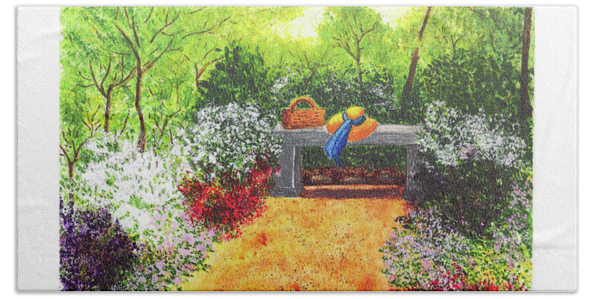 Garden Painting Beach Sheet featuring the painting Sanctuary by Patricia Griffin Brett